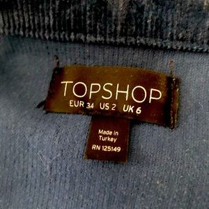 TopShope women corduroy navy blue sleeveless shirt dress. Size 2